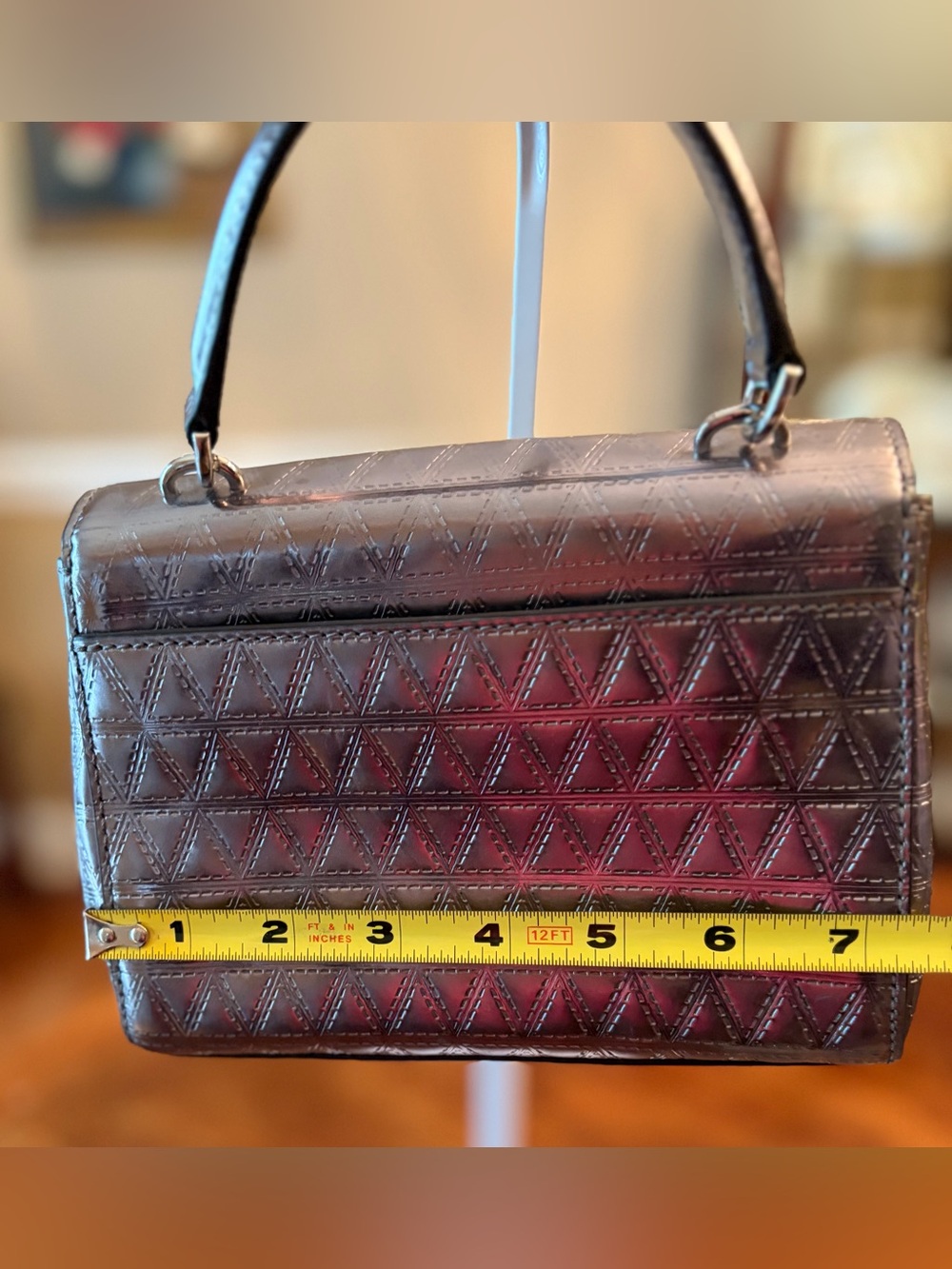 MICHAEL KORS Metallic Gunmetal Quilted Top-Handle Satchel w/CB Metal Chain. - Picture 4 of 7